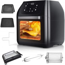 13 QT Air Fryer Oven Aigostar 10 in 1 Air Fryer with Rotisserie Dehydrate Toaster Convection Oven 1500W Large Air Fryer Toaster Oven Dishwasher Safe and ETL Certified with Accessories B093T34X96