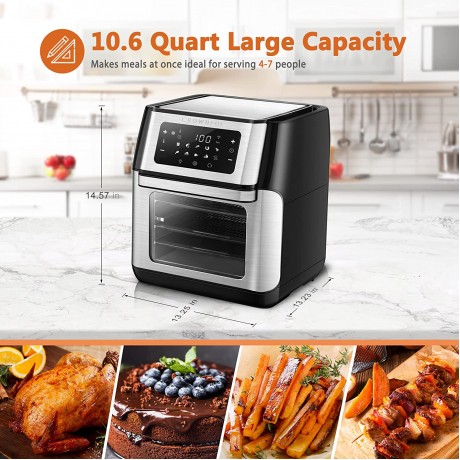 CROWNFUL Smart Air Fryer Toaster Oven Combo 10.6 Quart WiFi Convection Roaster with Rotisserie & Dehydrator Accessories and Recipe Included Works with Alexa & Google Assistant B08ZKGN24Z