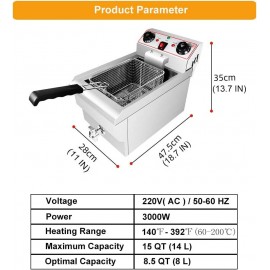 LKZAIY Deep Fryer 3000W 220V Commercial Electric Fryer with Basket 8.5 QT Professional Countertop Induction Oil Fish Deep Fryer with Drain System & Timing-Temperature Control Function for Commercial and Home Use B08Y8DY1WC