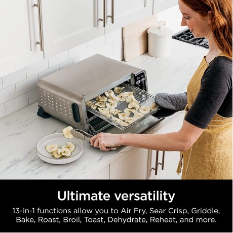 Ninja SP301 Dual Heat Air Fry Countertop 13-in-1 Oven with Extended Height XL Capacity Flip Up & Away Capability for Storage Space with Air Fry Basket SearPlate Wire Rack & Crumb Tray Silver B099TD7K3W