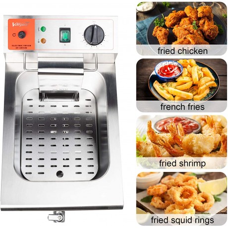 Valgus 1750W Stainless Steel Electric Deep Fryer 12L Large Capacity Countertop Kitchen Frying Machine with Basket & Lid Drain System B08YWZ1M7N