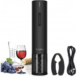 Ataller Electric Wine Bottle Openers Rechargeable Automatic Corkscrew Opener With Foil Cutter & USB Charging Cable Black B081HZ3GW4