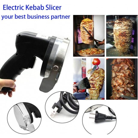 Electric Kebab Slicer Portable Meat Slicer Kebab Meat Slicer Electric Gyro Slicer Kebab Knife with 2 Blades for Cutting Turkish Kebab Lamb Turkey 80W 110V B09V15RT3R