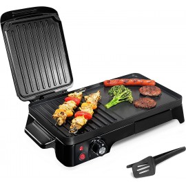 2-in-1 Panini Press Grill Gourmet Sandwich Maker & Griddle Nonstick Coating Temperature Control Oil Tray Countertop Removable Drip Tray 1500W NutriChef B07H25Q3XD