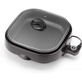 Aroma Housewares ASP-218B Grillet 4Qt. 3-in-1 Cool-Touch Electric Indoor Grill Portable Dishwasher Safe with Nonstick Pan & Tempered Glass Lid Black B0775P1Z49