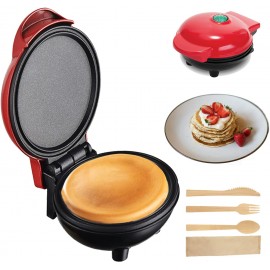 Aurkalri Mini Electric Round Griddle Nonstick Pancake Maker for Breakfast Pancake Waffle & Baking Mixes and Other Mobile Breakfasts Lunches and Snacks with Indicator Light Easy Cleaning red B09VZ24MJR