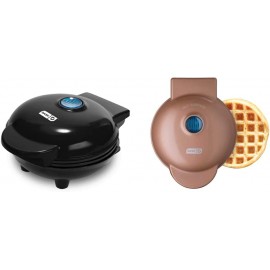 Dash DMS001BK Mini Round Electric Griddle Machine Black & DMW001CU Machine for Individual Paninis Hash Browns & other Mini waffle maker 4 inch Copper B091FKYGGK