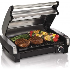 Hamilton Beach 25361 Electric Indoor Searing Grill with Removable Easy-to-Clean Nonstick Plate Viewing Window Stainless Steel Renewed B07VXXR7JM