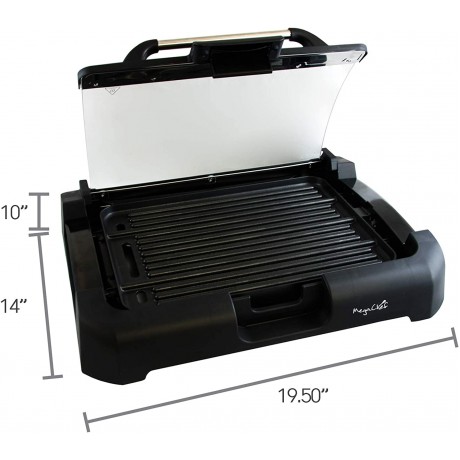 MegaChef Heavy Gauge Aluminum Reversible Indoor Grill and Griddle with Removable Glass Lid 15 by 11 Black B075752PGV
