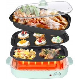 Multifunctional Electric Grill,Electric Grill with Hot Pot 3 in 1 Indoor Non-Stick Electric Hot Pot and Griddle for 2-5 people，barbecue baking slow cooking steaming and eating. B08RSDCFM2