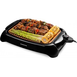 Ovente Electric Indoor Smokeless Cooking Grill 13 x 10 Inch Portable Nonstick Plate with Large Grilling Surface & Oil Drip Pan Compact Easy Clean Temperature Control for BBQ Party Copper GD1632NLCO B07G5N3K25