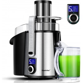 1000W 5-SPEED LCD Screen Centrifugal Juicer Machines Vegetable and Fruit Healnitor Juice Extractor with Big Adjustable 3" Big Mouth Easy Clean BPA-Free High Juice Yield Silver B09VC2BK1N