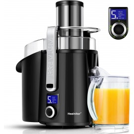 1000W 5-SPEED LCD Screen Centrifugal Juicer Machines Vegetable and Fruit Healnitor Juice Extractor with Big Adjustable 3" Big Mouth Easy Clean BPA-Free High Juice Yield Black B09VC2MBXG