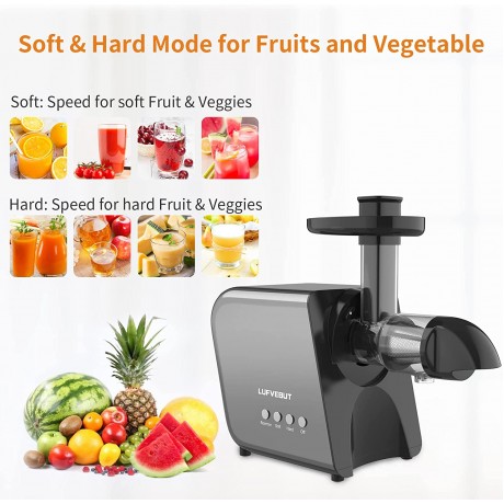 Vegetables and Fruit Juicer with High Juice Yield Cold Press Juicer with Quiet Motor & Reverse Function Juicer Extractor for Carrots Tomatoes 2-Speed Modes Masticating Juicer for High Nutrient B09MKF74CC
