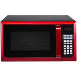 Stainless Steel 0.9 Cu. ft. Red Microwave Oven B0B28K4YC6