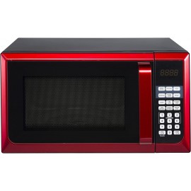 Stainless Steel 0.9 Cu. ft. Red Microwave Oven B0B2KYS7CJ
