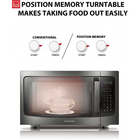 Toshiba ML-EM45PBS Countertop Microwave Oven with Smart Sensor Sound on Off Function and Position Memory Turntable 1.6 Cu.ft Black Stainless Steel Non-inverter Technology B081T6GZZF