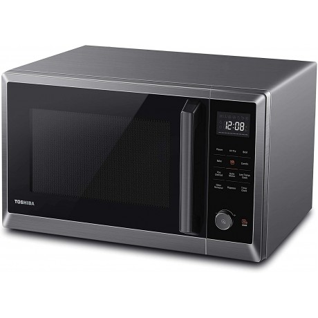 Toshiba ML2-EC10SABS 4-in-1 Microwave Oven with Healthy Air Fry Convection Cooking Easy-clean Interior and ECO Mode 1.0 Cu.ft Black stainless steel Renewed B092TDNZML