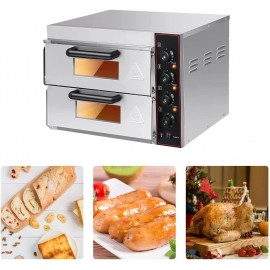 14'' Electric Pizza Oven Countertop Commercial 110V Stainless Steel Pizza Roaster Temperature Adjustable Home Pizza Maker Multipurpose Snack Oven for Restaurant Double Layer B09KG8CDT4