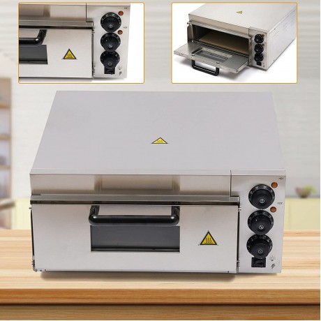 2KW Multipurpose Electric Countertop Pizza Oven Stainless Steel Pizza Maker Single Layer Bake Pizza Cooker Countertop for Restaurant Pizza Pretzels Baked Dishes Home Commercial Use B09HGKYQX2