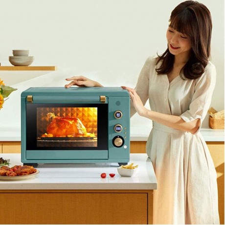 CHOUREN 38L mini oven 1800W pizza oven mini oven stainless steel heating element removable crumb tray temperature range 28~230℃ Color : Green B09GLQ4YJW