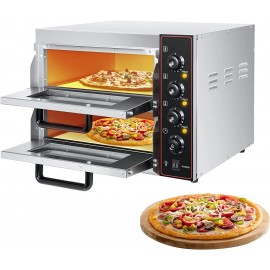 Commercial Pizza Oven Countertop 3000W 14'' Electric Pizza Oven Double Deck Layer Multipurpose Snack Oven for Restaurant Kitchen Home Pizza Pretzels Baked Roast Yakitori Commercial Use B08ZL6BDPP