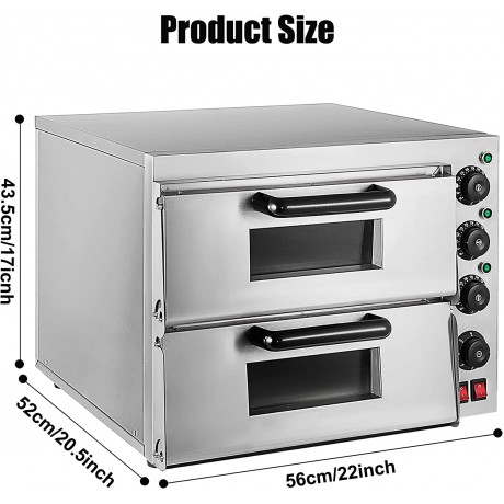 Electric Pizza Oven Single Double Deck Commercial Pizza Drawer Toaster Oven 15'' Countertop Stainless Steel Construction with Explosion Proof Lamp and Cooling Holes for Restaurant Home Party B09XMQ1P5P