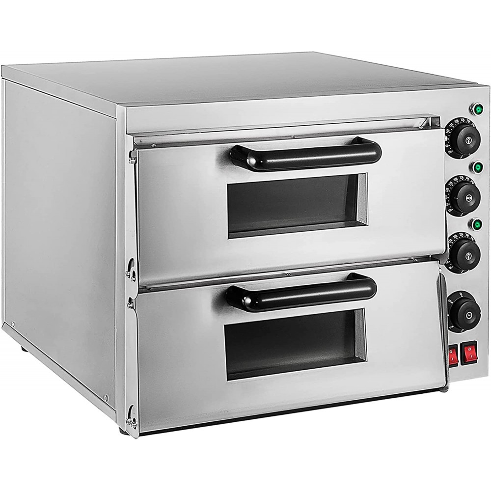 Electric Pizza Oven Single Double Deck Commercial Pizza Drawer Toaster Oven 15'' Countertop Stainless Steel Construction with Explosion Proof Lamp and Cooling Holes for Restaurant Home Party B09XMQ1P5P