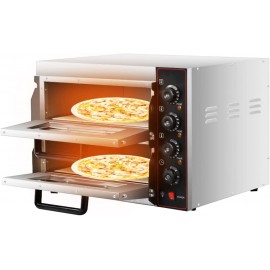 funchic 14 in Pizza Oven Double Deck Stainless Steel Bake Broiler for Commercial Use Home Use 3000W 48L B09XHK822X