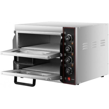 KOECPS Commercial Electric Oven 3000W 48L Double Deck Stainless Steel Pizza Oven Bake Broiler For Restaurant Home Pretzels Baked for cooking pizza subs pretzels baked dishes shpping from US B09XMRT7K2