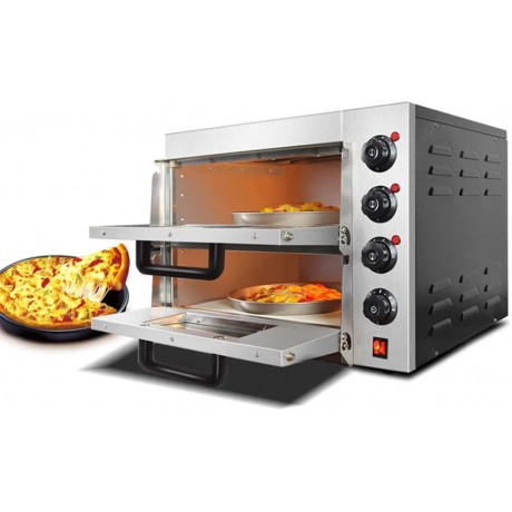 MNSSRN Commercial Double Layer Electric Oven Stainless Steel Electric Pizza Oven with Stone Rack Multifunctional Indoor Pizza Maker for Restaurant Home Pretzel Baking B0B5MNFLR9