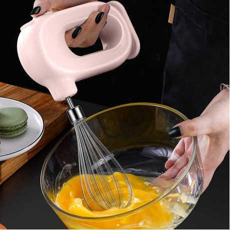 GILIGEGE Mini Household Cordless Electric Hand Mixer USB Rechargable Handheld Egg Beater with 2 Detachable Stir Whisks 4 Speed Modes Baking at Home for Kitchen Small Handheld Mixer Pink One Size B0B3DPDH9H
