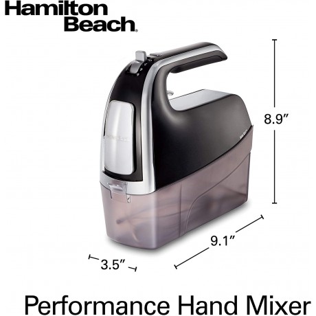 Hamilton Beach Electric Hand Mixer with Snap-On Case Twisted Wire Beaters Milkshake Rod Dough Hook Whisk 6-Speed Black B00JR5AAQI