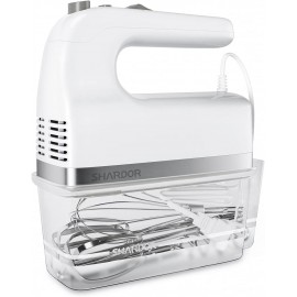 SHARDOR Hand Mixer 350W Handheld Mixer with Storage Case 5-Speed Plus Turbo Hand Mixer Electric With 5 Stainless Steel Attachments2 Beaters 2 Dough Hooks and 1 Whisk White B09M8JSD7G
