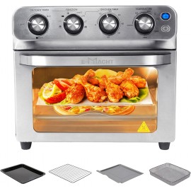 Air Fryer Toaster Oven Combo 24QT Large Air Fryer 8-in-1 Convection Oven Countertop 1800W Air Fry Roast Broil Bake Toast Reheat Dehydrate 4 Accessories Stainless Steel B0B314HTPD