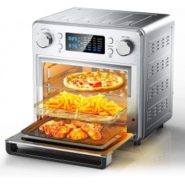 Air Fryer Toaster Oven Combo Countertop Convection Ovens 24-in-1 Air fry Bake Broil Toast Roast Dehydrate Defrost and More Functions 15L Capacity 10 Accessories LCD Display Stainless Steel B09PFVSNH4