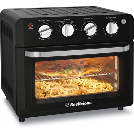Beelicious Air Fryer Toaster Oven Combo 19QT Large Air Fryer Oven 6 Slices Convection Oven Countertop Bake 12" Pizza Include 4 Accessories & Cookbook Matte Black ETL Certified B09R7GDLVB