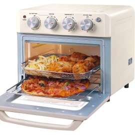 DAWAD Convection Oven Compact Toaster Oven Countertop For Air Fry Chicken Pizza Cake Bread Muffin Steak 19QT With 4 Accessories 33 Original Recipes 1550W Cream White B09SFNM4R5