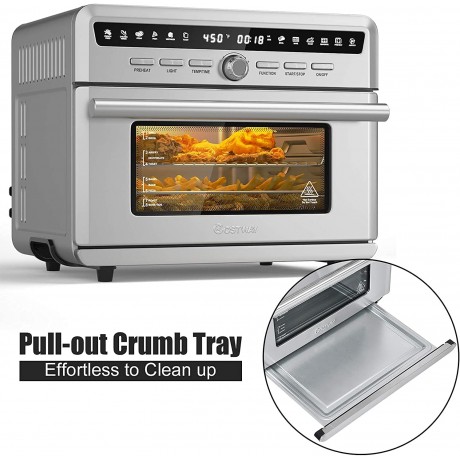 LDAILY 26.4 QT Air Fryer Oven 1800 W Convection Toaster Oven with Roast Dehydrate Bake Broil Grill 10-in-1 Oil-Less Oven with Oven Rack Air Fryer Basket Baking Pan Oven Mitt B0933BHDT8