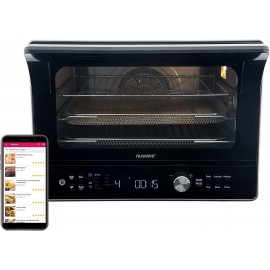 NUWAVE Bravo iQ360 Digital Smart Air Fryer Oven 20-in-1 Convection Infrared Grill Griddle Combo 34-Qt Jumbo Capacity Baking Pan & 100 Preset Recipes Included Black & Brushed Stainless Steel Look B0B25STXV2