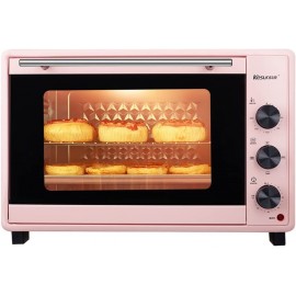 Oven 40L Large-capacity Electric Household Oven Baking Small Oven Multi-function Automatic Baking Oven 60min Timing Visible Glass Window Color : Pink B09M7C9982