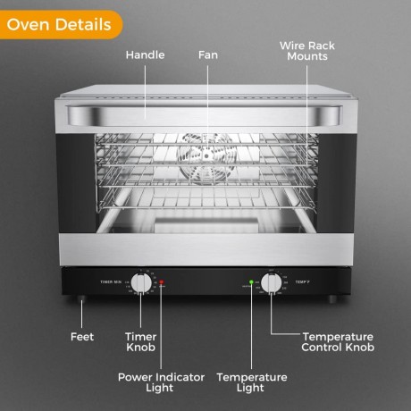 Pokytcox Commercial Convection Oven 66L 70Qt 1800W 4-Tier Toaster ,Stainless Countertop Conventional Oven ,120V Brushed Stainless Steel & Double Heat Insulation B09W5GNXL2