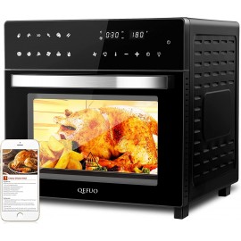 QEFUO Convection Toaster Oven Large Air Fryer 27.5QT XL Multi-functional Oilless Cooker with 360° Air Circulation Led Digital Screen 6 Accessories &100 Recipes,1700w,Black B095SFW23H