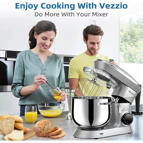 9.5 Qt Stand Mixer 10-Speed Tilt-Head Food Mixer Vezzio 660W Kitchen Electric Mixer with Stainless Steel Bowl Dishwasher-Safe Attachments for Most Home Cooks Silver B08YJN3668