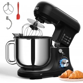 OMMO Stand Mixer 5-Quart Tilt-Head Kitchen Mixer 6-Speed Powerful Electric Food Dough Mixer with Dough Hook Wire Whip Beater & Splash Guard for Baking Cake Cookie Matte Black B094457YFW