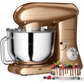 SASA ROCOO Stand Mixer 7.5QT 660W 6+P Speed Tilt-Head Food Mixer Kitchen Electric Mixer with Stainless Steel Bowl,Whisk,Dough Hook and Beater Gold B09CPQ7XFC