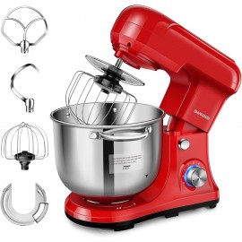 SHARDOR Stand Mixer 6-Speed with Pulse Tilt-Head Food Mixer Kitchen Electric Mixer with Dough Hook Wire Whip & Beater 4.8 QT Stainless Steel Bowl Splash Guard RED B08SQNXZ29