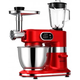 Stand Mixer 8.5QT 800W 8 in 1 Multifunctional Kitchen Dough Mixer with Dough Hook Whisk Beater,Meat Grinder Blender Pasta attachment 5-Speed with LED Key Red B09WW49NCK