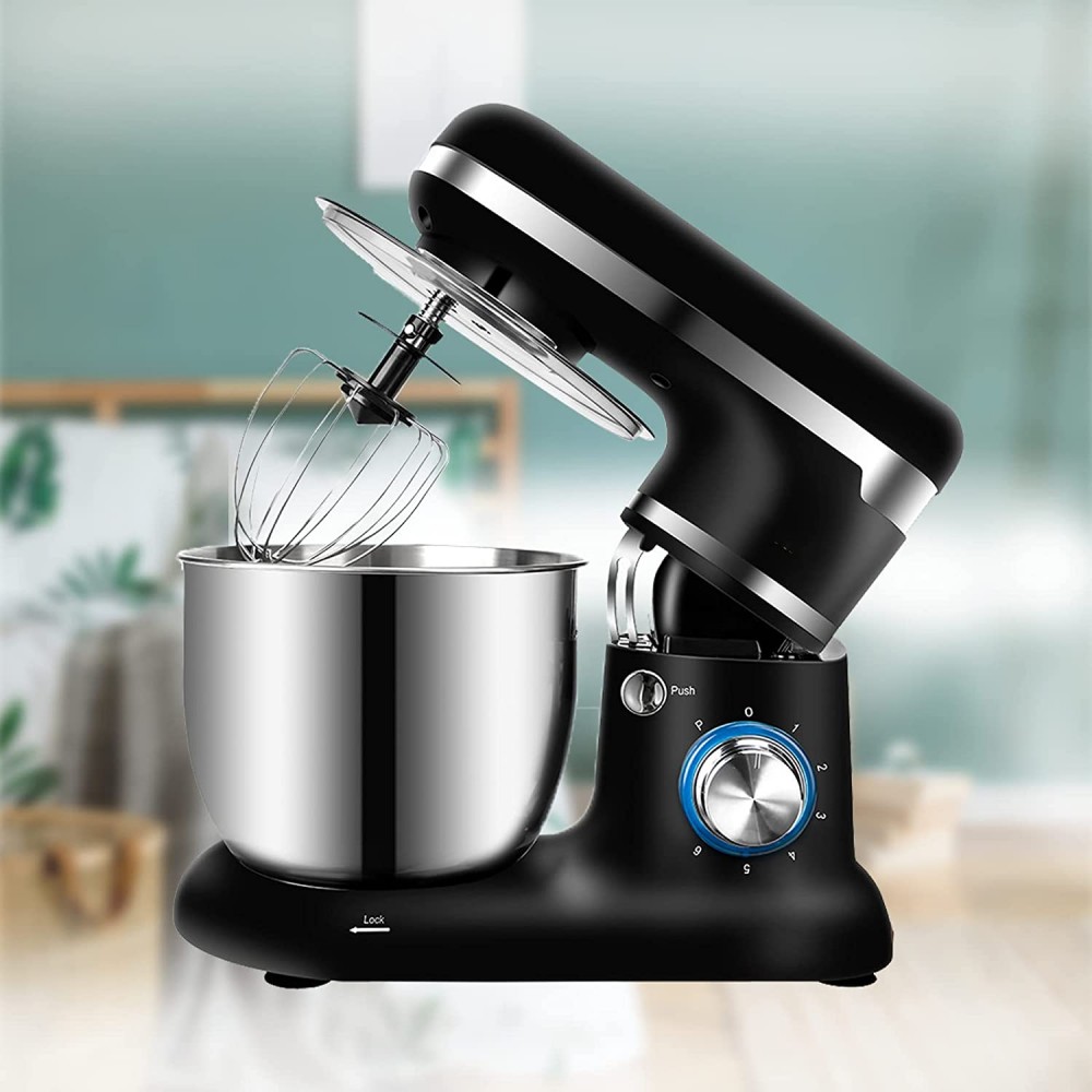 Stand Mixer Household Stand Mixers Dough Mxier 6 Speed 5 Qt 1200W Kitchen Electric Mixer with Stainless Steel Bowl,Dough Hook,Whisk,Black B09MS96LFJ