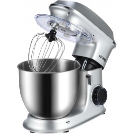 Stand Mixer,6.5L 660W 6-Speeds Household Stand Mixers Tilt-Head Dough Maker Machine with Dough Hook Beater Wire Whisk & Splash Guard Attachments for Baking Cake Cookie Kneading-Sliver B09JM55TCD